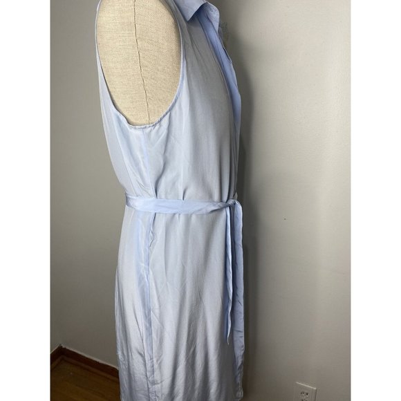 Petite sleeveless buttondown tunic in light blue 100% silk - Picture 5 of 8